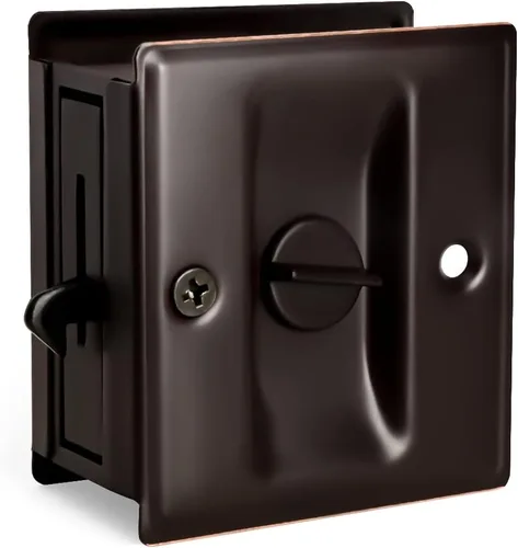 Miniatura 13 de HOMOTEK Cerradura de Puerta Corrediza de Privacidad con Tirador - Reemplaza el Hardware de Cerraduras de Bolsillo Viejas o Dañadas Rápida y Negro