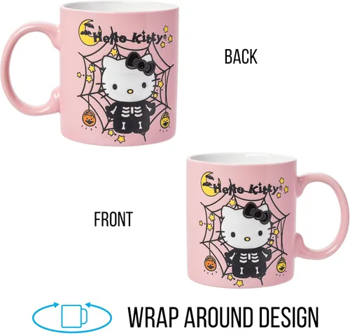 Miniatura 6 de Silver Buffalo Sanrio Hello Kitty Taza de Cerámica con Diseño de Esqueleto y Telaraña de Halloween Resistente a la Cera, 20 Onzas Sanrio Hello Kitty