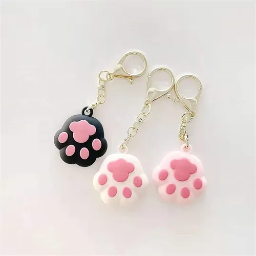Miniatura 2 de Kawaii - Funda de silicona con diseño de gato de dibujos animados compatible con Airtags Finder Location Tracker Llavero para niños y mascotas llaves