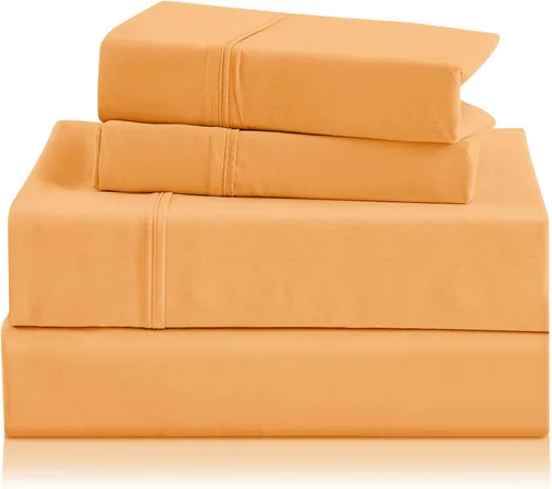 Miniatura 19 de CozySmile Juego de sábanas transpirables y refrescantes, sábanas de lujo de 4 piezas con bolsillo profundo para cama de tamaño matrimonial, se Beige