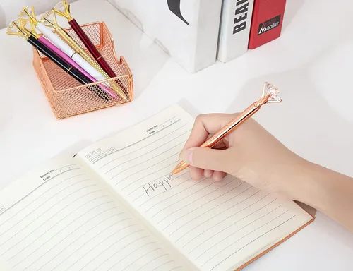 Miniatura 7 de Bolígrafos de metal con diamantes grandes en la parte superior, divertidos y elegantes bolígrafos de diamantes de cristal con diamantes brillantes