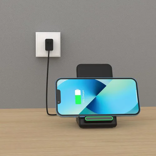 Miniatura 3 de Cargador inalámbrico rápido, soporte de carga inalámbrico de 15 W compatible con Samsung Galaxy S24/S23/S22/S21/S20, para iPhone negro_02