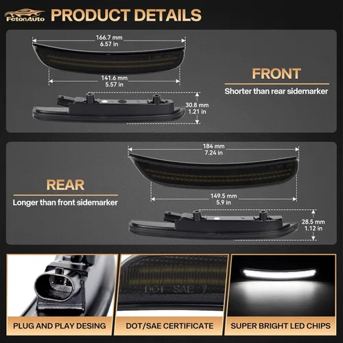 Miniatura 3 de luces LED blancas de señalización lateral para Dodge Charger 2015-2024, luces de parachoques delanteras y traseras con lente ahumada, faros Blanco