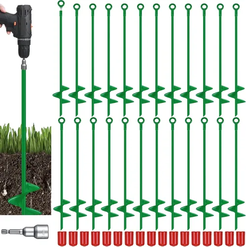 Chumia 6 Piezas Anclas de Tierra de 18 Pulgadas con Hoja Espiral de Servicio Pesado Kit de Anclas de Metal para Columpios y Cobertizos para Asegurar