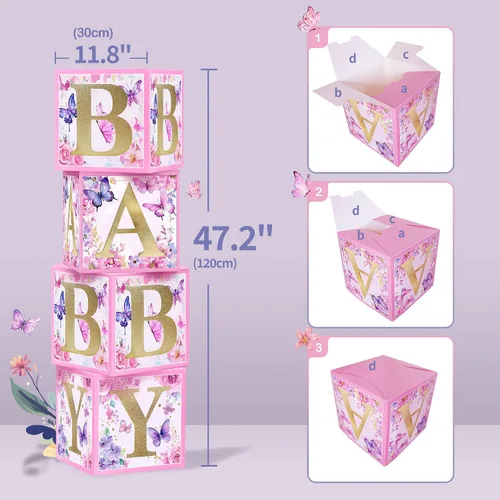 Miniatura 5 de 126 decoraciones de mariposa para baby shower para niña, 4 cajas de globos de mariposa, globos de papel de aluminio de mariposa, flor, "Una pequeña