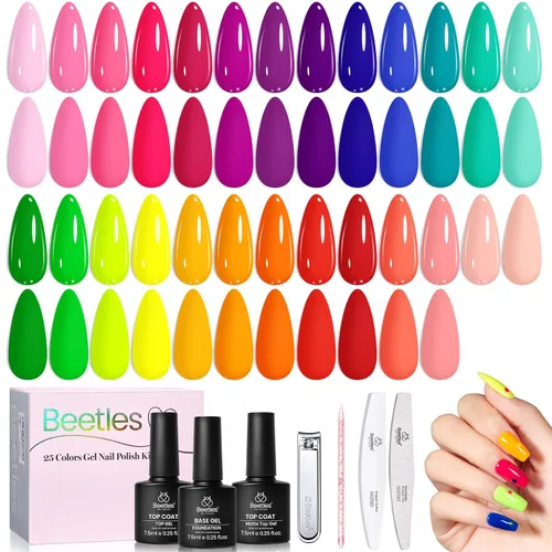 Miniatura 20 de Beetles - Kit de esmalte de uñas de gel de 36 colores, juego de esmalte de gel pastel de verano con capa base, capa superior brillante y pegamento