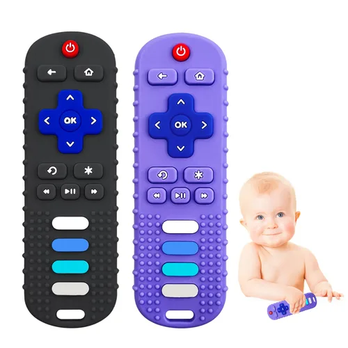 Miniatura 11 de Mordedores de silicona juguetes de dentición para bebés, mordedores con forma de control remoto de TV para bebés de 6-12-18 meses, mordedores