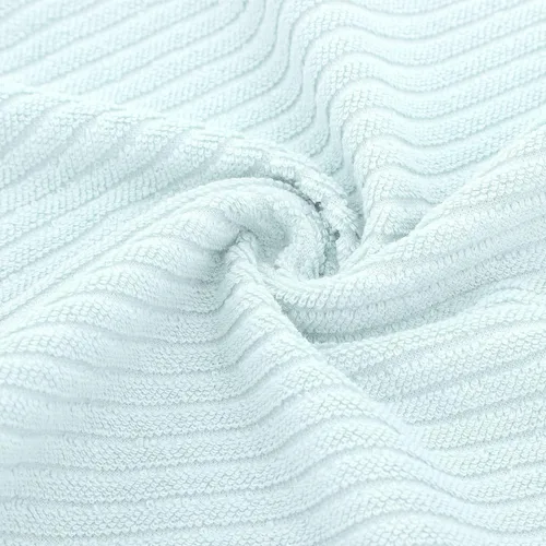 Miniatura 5 de PiccoCasa Juego de 2 toallas de mano acanaladas azules para baño, 13.4 x 29.1 in, 100% algodón, suaves, absorbentes, suaves al tacto, de secado