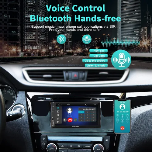 Miniatura 6 de Receptor de audio de radio para auto de doble DIN para Apple Carplay, Android Auto, Mirror Link, pantalla táctil de 7 pulgadas, cámara de reversa