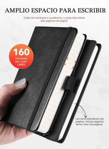 Miniatura 2 de AISBUGUR Cuaderno de bolsillo, cuaderno pequeño, paquete de 2 unidades en total de 320 páginas, cuaderno de bolsillo de 3.7 x 5.7 pulgadas