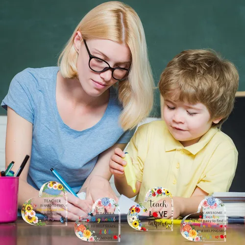 Miniatura 5 de Bucherry 4 piezas de regalos de agradecimiento para profesores, regalos de fin de año, placa acrílica, pisapapeles, agradecimiento para mujeres