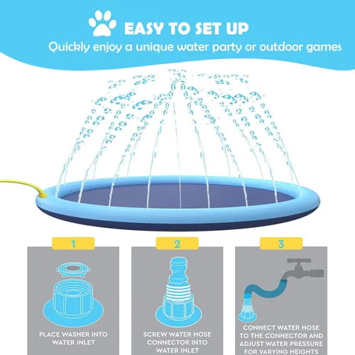Miniatura 4 de Almohadilla de aspersor para perros y niños, piscina gruesa de 59 pulgadas con aspersor, tapete de agua para jugar al aire libre, juguetes