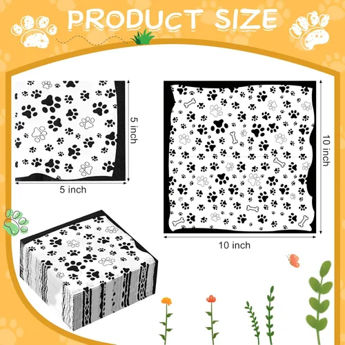 Miniatura 2 de CHENGU 100 servilletas con estampado de patas, 2 capas, suministros de fiesta, suministros de fiesta de animales de granja, para cumpleaños temático