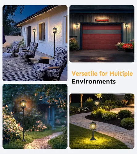 Miniatura 9 de Paquete de 2 postes de luz solar de 63 pulgadas, postes de luz solar para exteriores, impermeables, lámparas para exteriores, patio, decoración