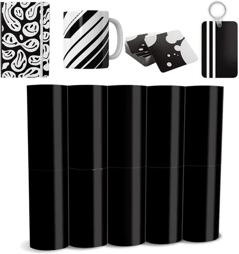 Hojas de tinta de transferencia infusible negras, 10 piezas de 4.5 x 12 pulgadas, papel de sublimación preimpreso de color liso para bricolaje taza