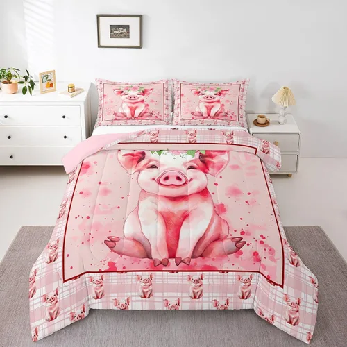 Miniatura 38 de Erosebridal Juego de edredón tamaño individual de animales del bosque, juego de ropa de cama de oso marrón para niños y niñas, edredón de plumón
