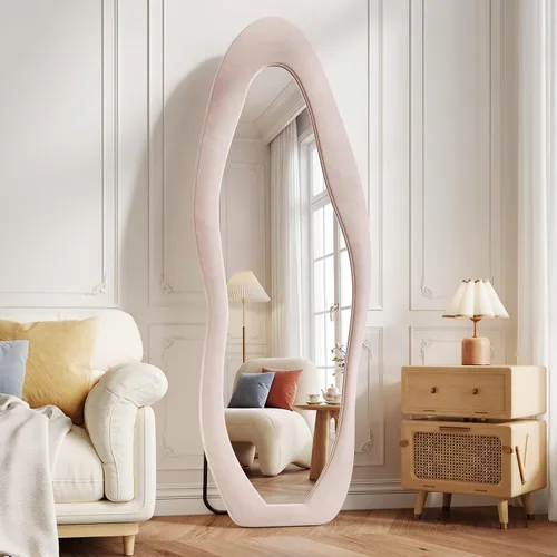 Miniatura 12 de Koonmi - Espejo arqueado de 71 x 32 pulgadas, espejo de longitud completa, espejo de cuerpo completo que se coloca libremente, espejo de piso