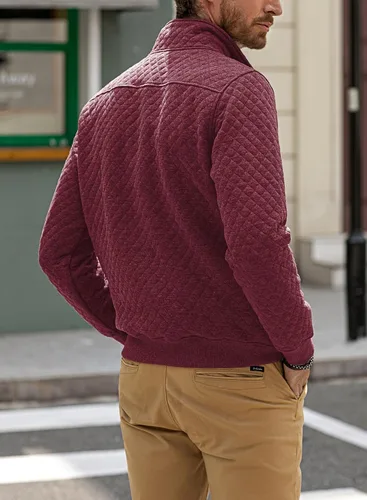 Miniatura 2 de JMIERR Sudadera acolchada para hombre, casual, de manga larga, cuello alto, con botones
