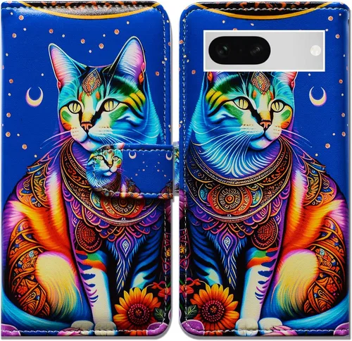 Miniatura 25 de Bcov Pixel 7a - Funda de piel con tapa y función atril para Google Pixel 7a, diseño de flores y mariposas azules Mariposa Azul Flores Rosa