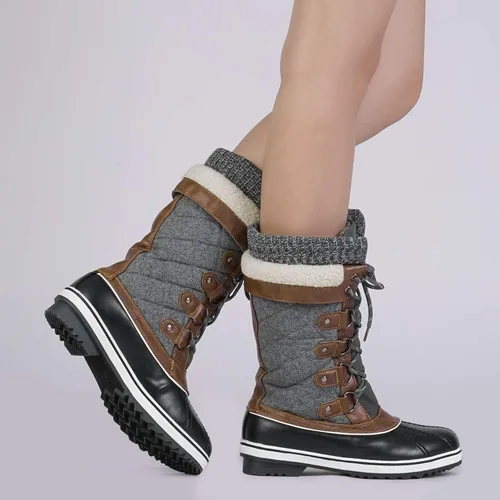 Miniatura 7 de DREAM PAIRS Botas de nieve de invierno impermeables a media pantorrilla para mujer