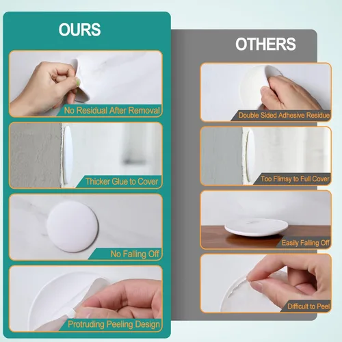 Miniatura 3 de [3.15"] Topes de Puerta Protectores de Pared, 6 Piezas Grandes Amortiguadores de Puerta de Silicona Blanca con Adhesivo Fuerte Engrosado