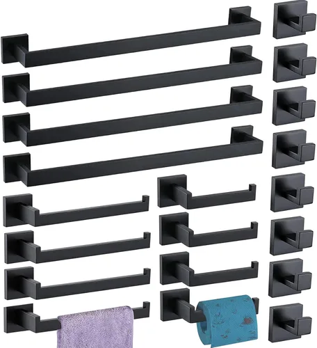 Miniatura 13 de Juego de Herrajes de Baño de 10 Piezas Níquel Cepillado Juego de Accesorios de Baño SUS304 Juego de Barras para Toallas Incluye 2 Barras