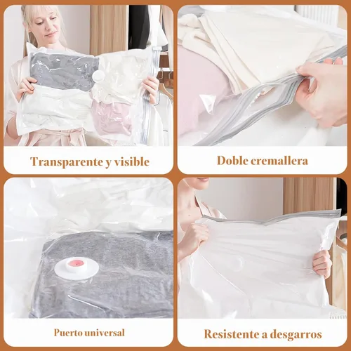 Miniatura 7 de Vacbird Bolsas de Vacío de Viaje con Bomba de Aire Inalámbrica Recargable, Paquete de 12 Bolsas de Almacenamiento al Vacío con Sellado para Ropa