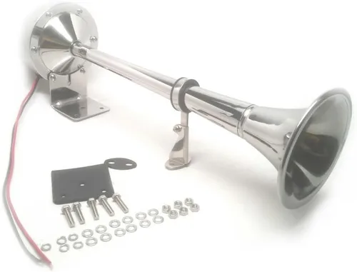 Miniatura 5 de PactradeMarine Boat Auto - Juego completo de cuerno de trompeta individual de acero inoxidable, 12 V