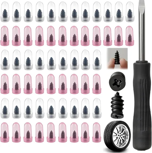 Miniatura 9 de PUSKIU Kit de clavos de goma para reparación de neumáticos con 2 tamaños, tapones de neumáticos atornillados, tornillos de reparación de neumáticos