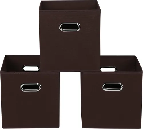 Miniatura 24 de Contenedores de almacenamiento de tela, organizadores de tela con asa, cubos plegables para almacenamiento de tela o accesorios, 11 x 11 x 11 Naranja