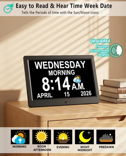 Miniatura 2 de Reloj Digital Extra Grande de 11.5 Pulgadas con 19 Alarmas, Hora Hablada Fuerte, 20 Recordatorios Personalizados, Horario de Verano Automático