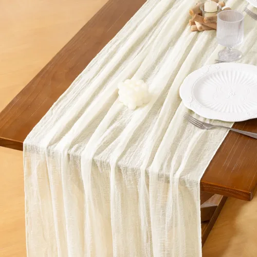 Miniatura 8 de Socomi Camino de mesa de gasa verde oliva de verano de 120 pulgadas, rústico bohemio, camino de tela de queso para bodas, fiestas, baby shower