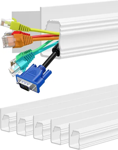 Miniatura 9 de Organizador de cables para debajo del escritorio, canal en J, paquete de 6 organizadores de cables adhesivos 6-pack adhesive J channel organizes