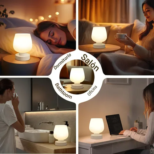 Miniatura 6 de Seealle Lámpara de mesa táctil para mesita de noche, pequeña lámpara de noche para dormitorio, sala de estar, mesita de noche, lámpara de escritorio