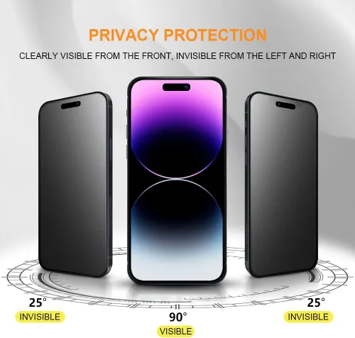 Miniatura 2 de Protector de pantalla de privacidad mate para iPhone 14 Pro Max de 6.7 pulgadas con protector de lente de cámara, cobertura completa, antirreflejos
