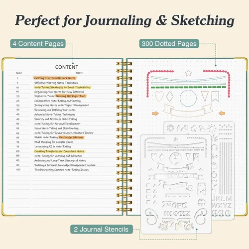 Miniatura 3 de Cuaderno de viñetas con espiral, diario de 300 páginas de cuero con contenido, cuadernos de 120 g/m² de papel grueso que no deja pasar la tinta