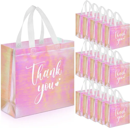 Miniatura 42 de Sweetude 30 Bolsas de Regalo de Agradecimiento con Asas a Granel Bolsa de Dulces Reutilizable No Tejida Plegable Bolso de Mano para Regalos