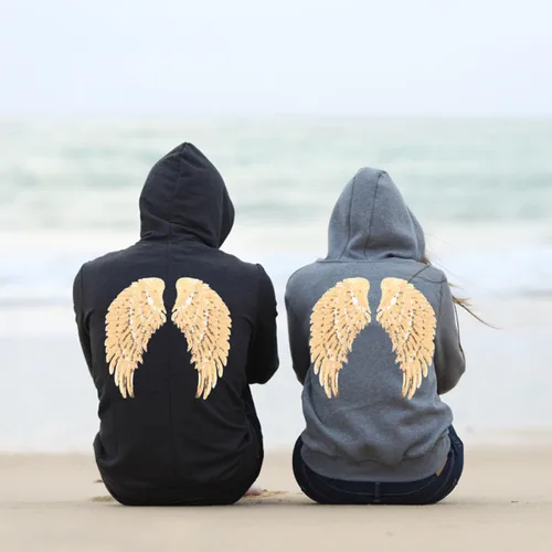 Miniatura 5 de jojofuny Sequin Angel Wings Sewing Patches for Clothes 2 Pairs Gold Embroidered Fabric Applique Decorative Patch for Jackets DIY Garment Accessory