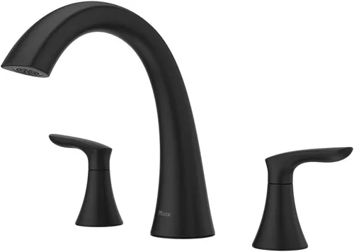 Pfister Weller grifo romano para bañera (válvula se vende por separado), de 2 manijas, 3 orificios, acabado negro mate, RT65WRB