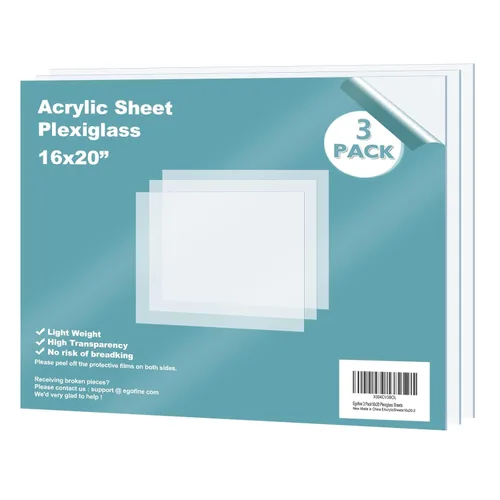 Miniatura 48 de Egofine Láminas de Plexiglás Láminas de Acrílico Paquete de 12 de 8.5x11'' 0.04 de Grosor Plástico Transparente Fundido Cristal Plexi Transparente