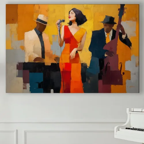 Miniatura 38 de LuxeWood Arte de Pared Musical en Lienzo - Impresiones Temáticas Musicales Medianas y Grandes para Sala de Estar, Oficina, Estudio, Airbnb