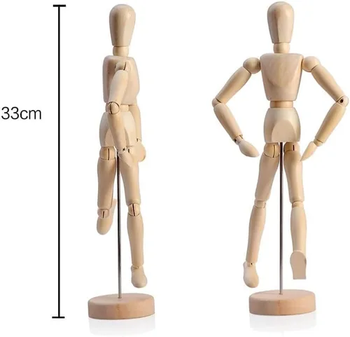 Miniatura 5 de HSOMiD Maniquí articulado de madera de artistas de 12 pulgadas, perfecto para decoración del hogar, dibujo de la figura humana (A)