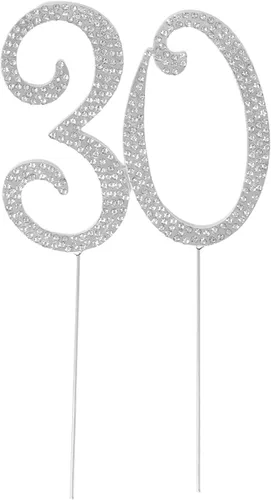 Miniatura 8 de Honbay 30 decoraciones para tartas con diamantes de imitación de cristal brillantes para decoración de tartas para fiesta de cumpleaños 30