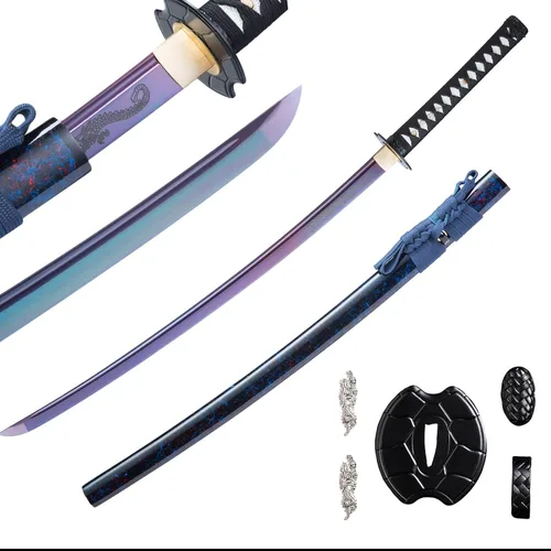 Miniatura 9 de Katana afilada hecha a mano, arcilla tradicional de acero templado 1060/9260/T10, espada Katana real de espiga completa, auténtica espada samurái