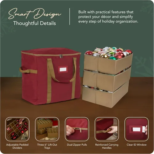 Miniatura 4 de Covermates Keepsakes Bolsa de almacenamiento ajustable para adornos, poliéster resistente, separadores acolchados y bandejas FlexGrid, organizador