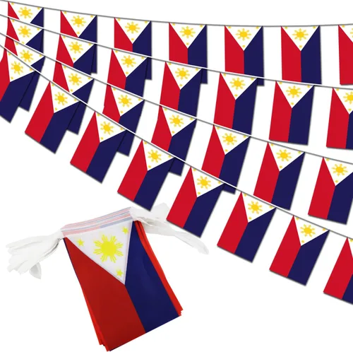 Miniatura 12 de Banderín de bandera de Colombia – 38 banderas, 42 pies, pequeñas banderas colombianas para decoración del país, escuela, fiesta, eventos deportivos