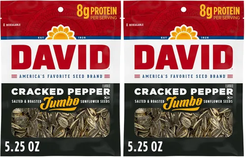 Miniatura 9 de DAVID Semillas de girasol jumbo, sabor a pimienta agrietada, aperitivo de béisbol para el día del padre, 5.25 onzas