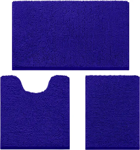Miniatura 20 de HOMEIDEAS Juego de 3 alfombras de baño, ultra suaves, antideslizantes, absorbentes, de chenilla, juego de alfombrillas de baño para inodoro (beige)