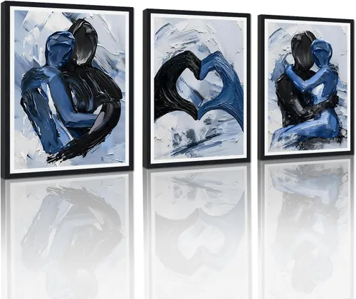 Miniatura 74 de Novatique 3 piezas de arte de pared sexy en blanco y negro para parejas desnudas, decoración de pared abstracta de amor para mujeres y hombres, arte