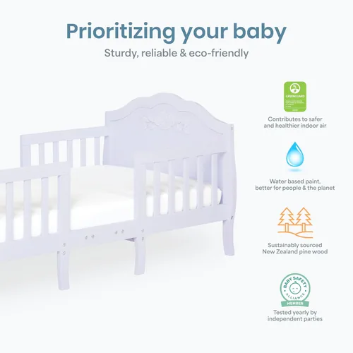 Miniatura 4 de Sweetpea Baby Rose - Cama convertible 3 en 1 para niños pequeños, color lavanda, certificado Greenguard Gold, certificado BSA, rieles de seguridad
